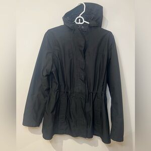 L.L. Bean H2Off Rain Jacket Mesh Lined Black Zip Button Up Women’s Jacket Large